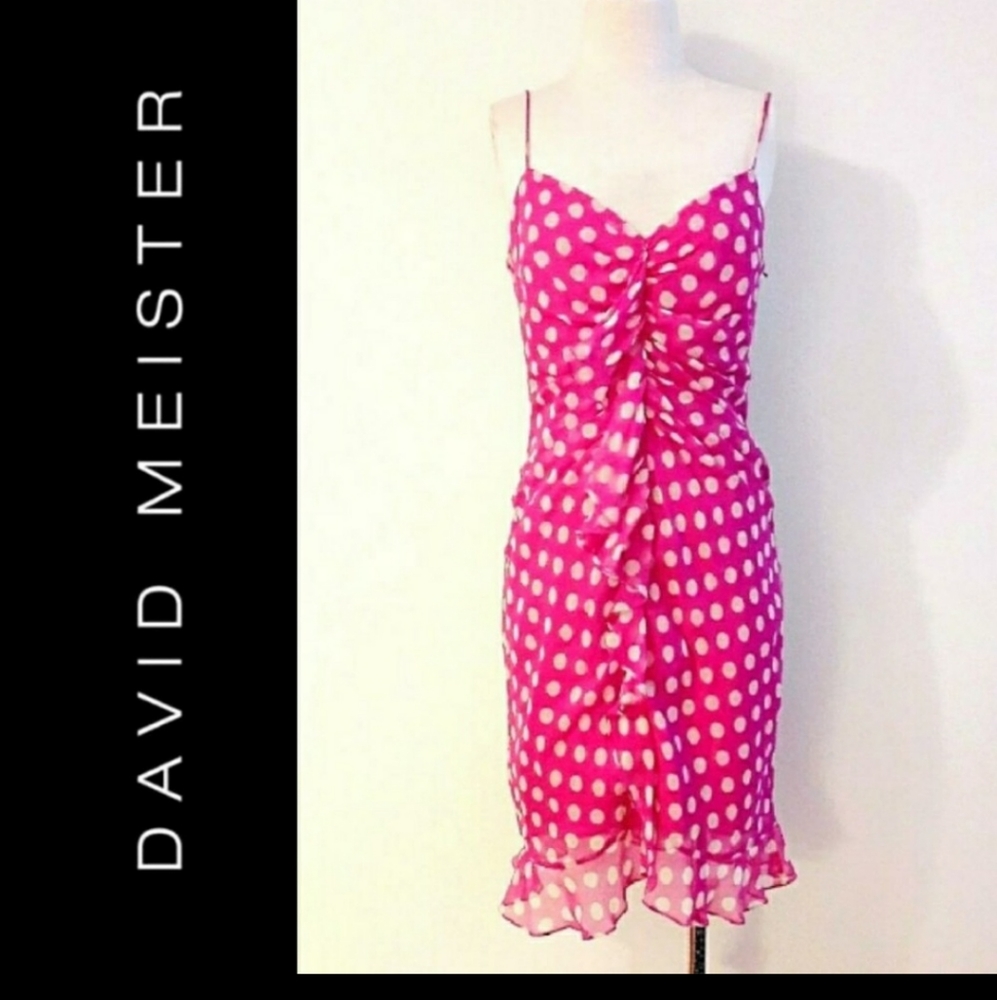 DAVID MEISTER SIZE 8 PINK SILK DRESS